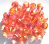 25 8mm Faceted Tri Tone Crystal/Orange/Pink AB Firepolish Beads